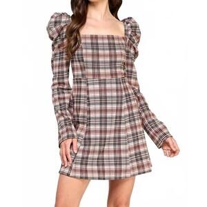 NEW ELLISON lylah mini dress in brown multi